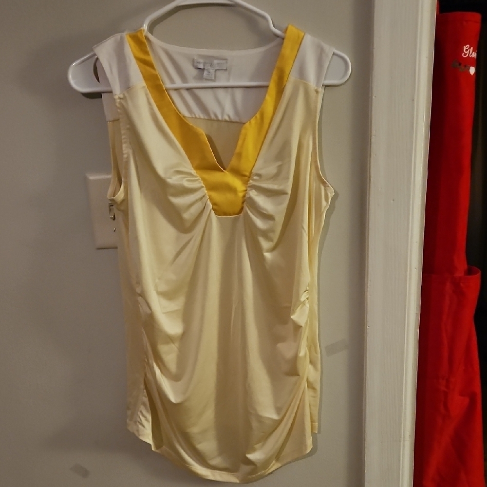 Yellow and Cream Women's Sleepwear Top